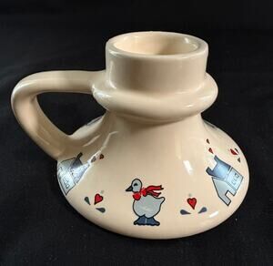 Vintage‎ Giftco Goose Candle Holder, 1980s Ceramic Country Cottage Decor